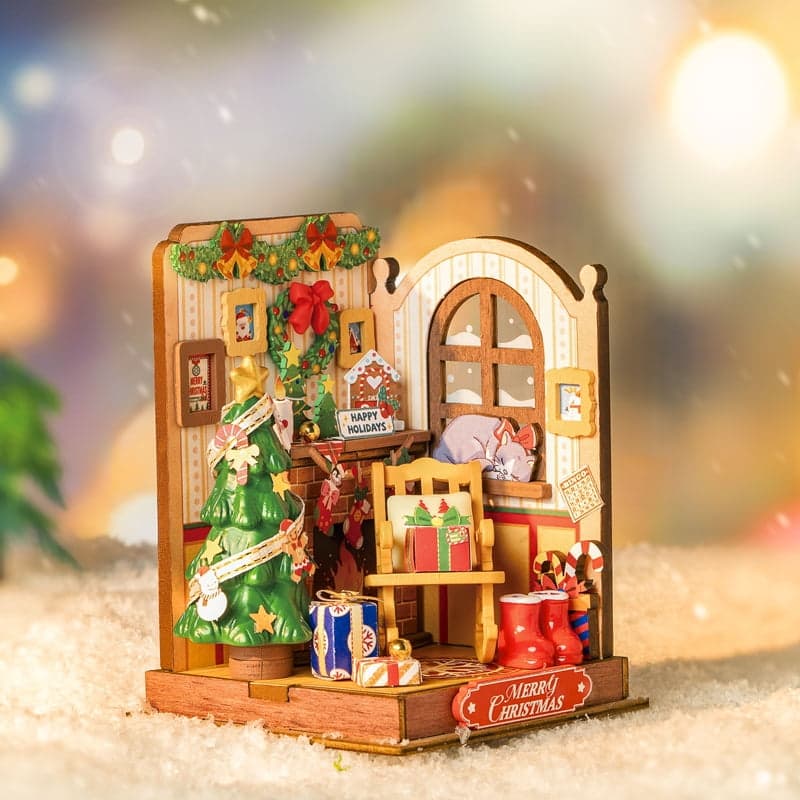 Christmas Fireplace DIY Miniature House DS041