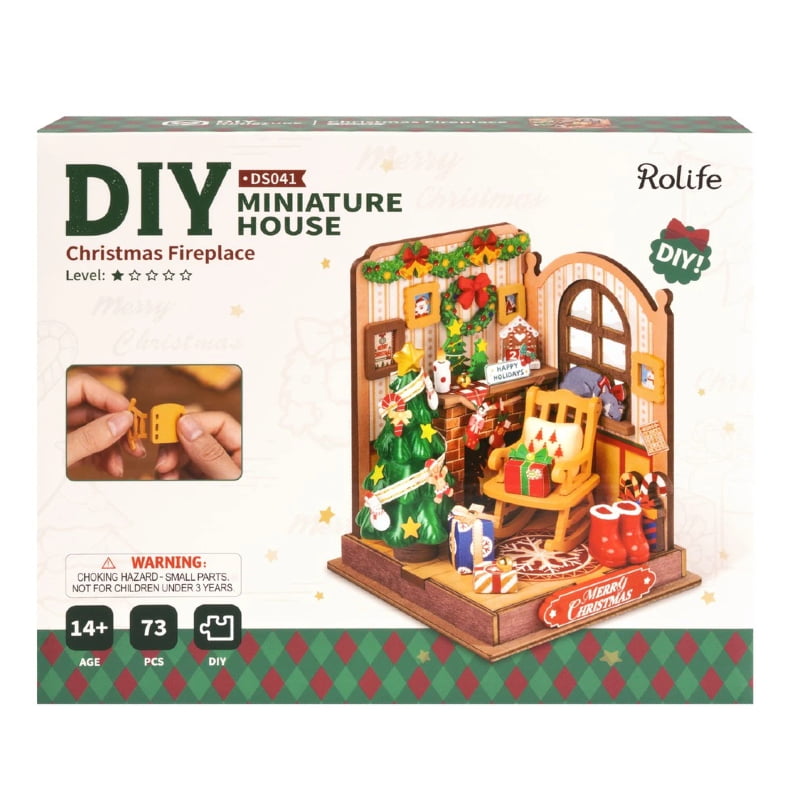 Christmas Fireplace DIY Miniature House DS041