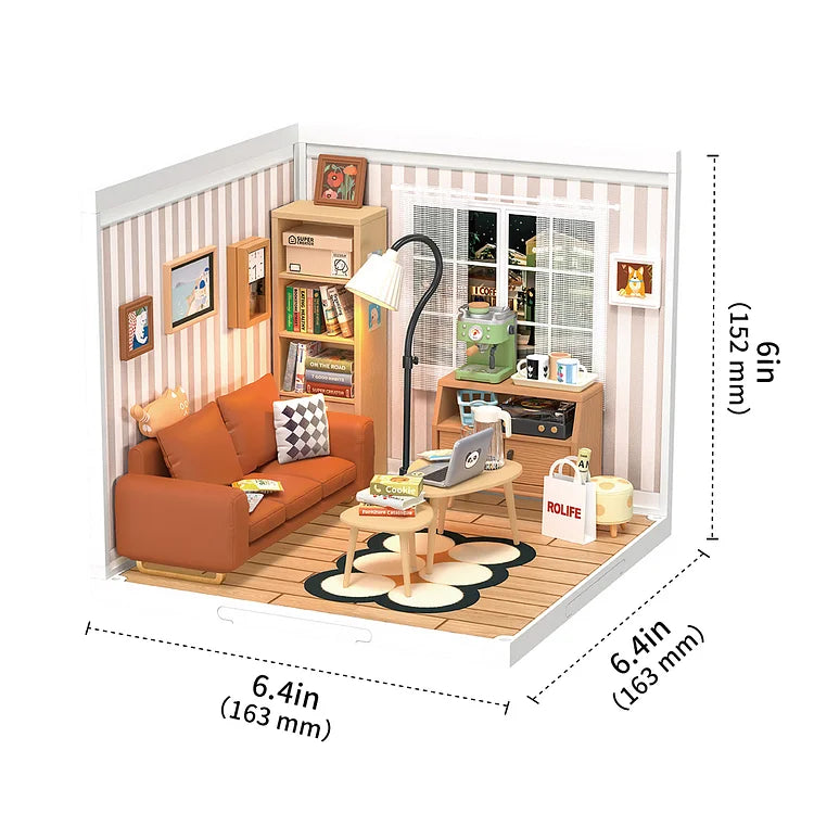 Super Creator Cozy Living Lounge DIY Plastic Miniature House DW007