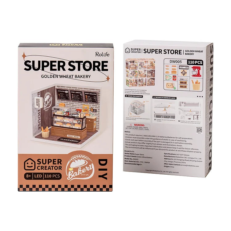 Super Creator Golden Wheat Bakery DIY Plastic Miniature House Kit DW005