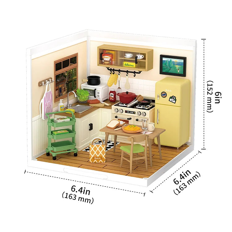 Super Creator Happy Meals Kitchen DIY Plastic Miniature House DW008