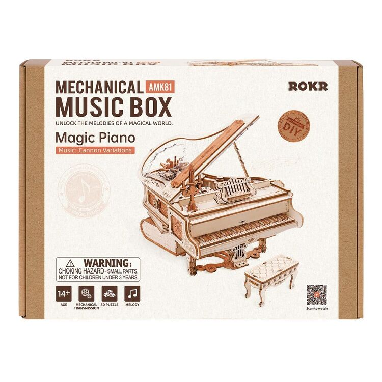Magic Piano Mechanical Music Box 3D Wooden Puzzle AMK81