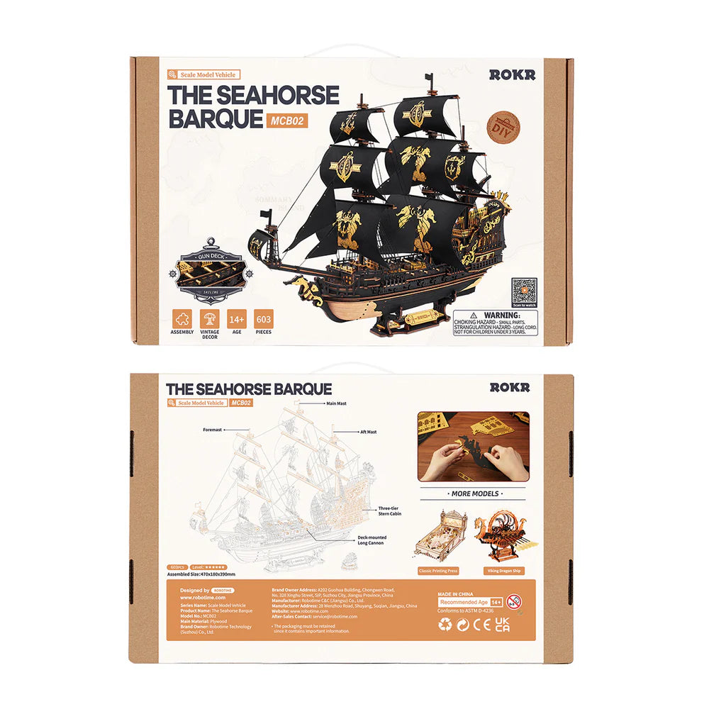 The Seahorse Barque 3D Wooden Puzzle MCB02