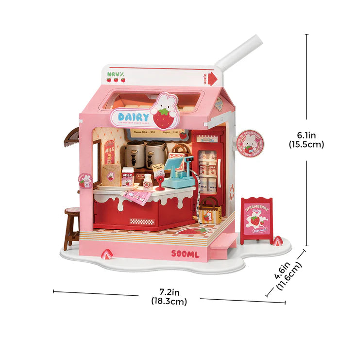 Strawberry Milk Box DIY Miniature House DS034