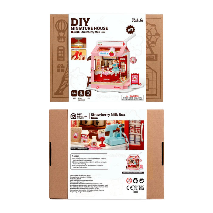 Strawberry Milk Box DIY Miniature House DS034
