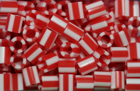 1,000 Midi Beads 5mm - Matizado Rojo con Blanco #SD7