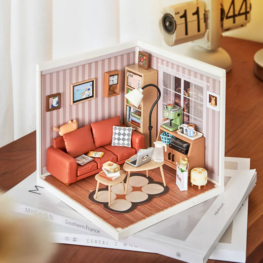 Super Creator Cozy Living Lounge DIY Plastic Miniature House DW007