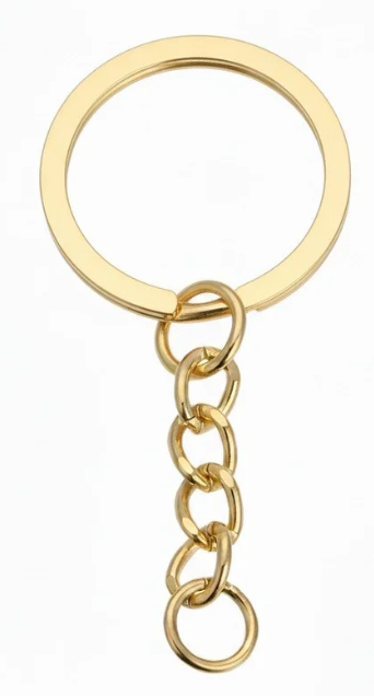 Llavero argolla con cadena dorado #1 (2.5cm)