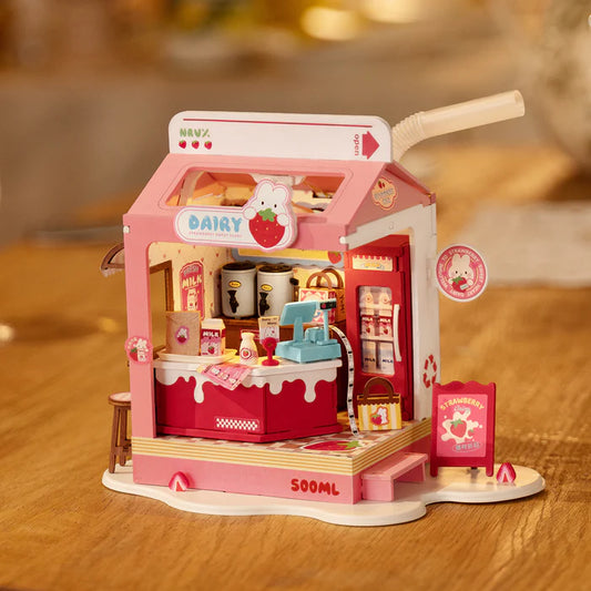 Strawberry Milk Box DIY Miniature House DS034