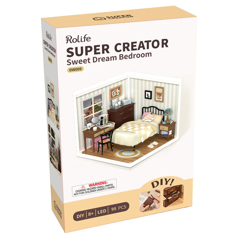 Super Creator Sweet Dream Bedroom DIY Plastic Miniature House Kit DW009