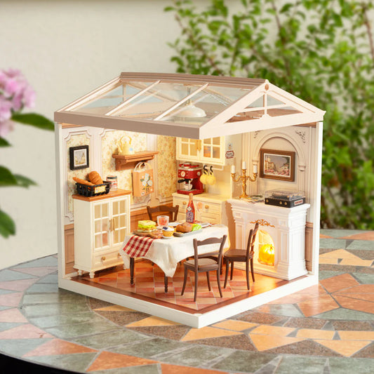 Warm Dining Room DIY Plastic Miniature House DW015B